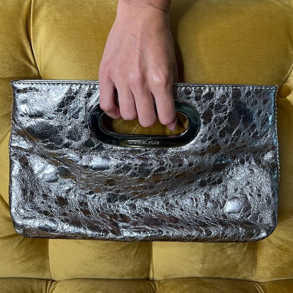 Michael Kors Large Metallic Leather Clutch - Picture 1 of 11